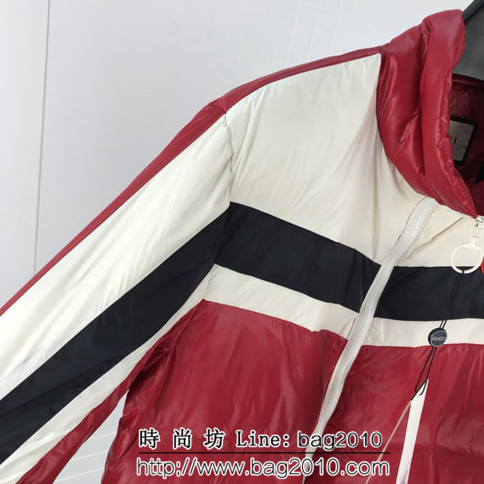 GUCCI古馳 18秋冬新款 胸口Gucci橡膠章 撞色男款羽絨服 ydi1354